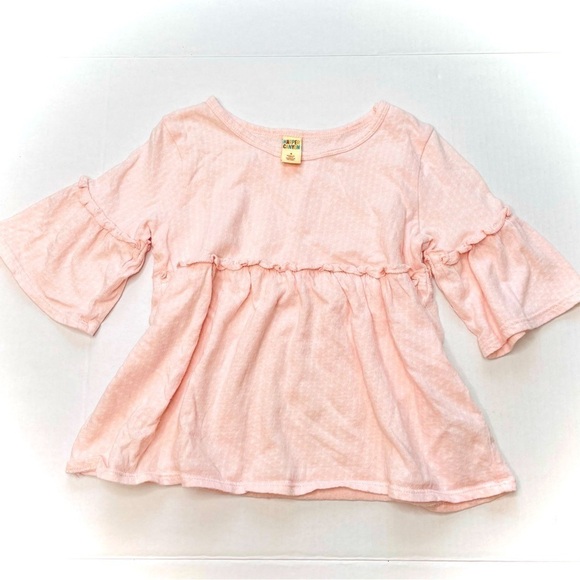 HARPER Canyon Bell Sleeve Ruffle Top in Soft Pink and White - Picture 1 of 7